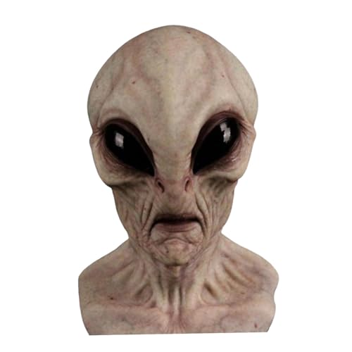 Sulxyi Alien Face Halloween Alien Full Head Halloween Alien Kopfbedeckung Realistische Alien Cosplay Alien Realistisches Alien Design Atmungsaktiv und Bequem für Halloween Karneval von Sulxyi