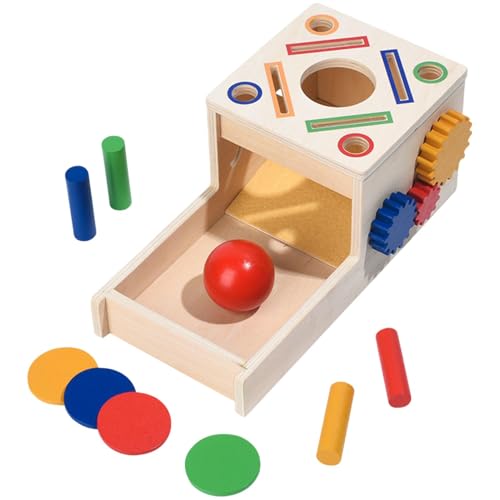 Sulxyi Babyaktivität Würfel, Bälle Drop -Spielzeug, Formsortierung Coin Box, 25x12x11.1cm Aktivität Würfel Holzbau Bildungsspielzeug für 1 2 3 Jahre alt von Sulxyi