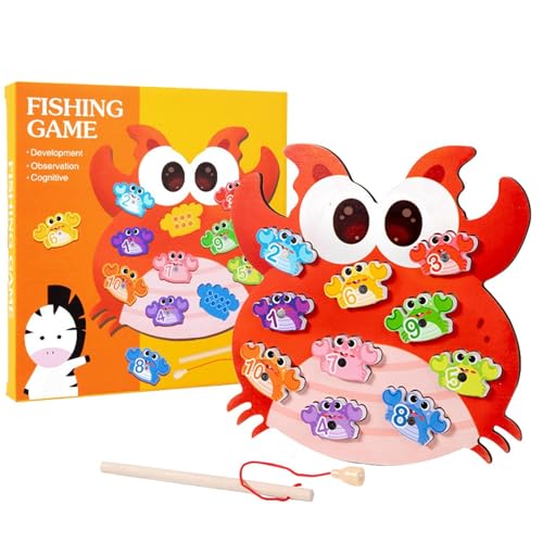 Sulxyi Fishing Game, Wooden Crab Fishing Game, Interactive Fishing Game, Fishing Board Games, Magnetic Fishing Game, Interactive Parent-Child Game with Brightly Colored for Boys Girls Kids von Sulxyi