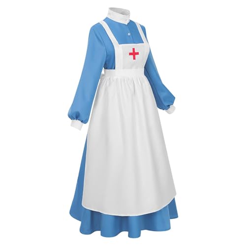 Sulxyi Krankenschwester-Kostüm für Damen, Halloween, Bürgerkrieg, Krankenschwesterrock, Cosplay-Kostüm, historisches Outfit mit Schürze für Verkleidungen, Rollenspiele, TV-Produktionen Sulxyi Krankenschwester-Kostüm für Damen, Halloween, Bürgerkrieg, Krankenschwesterrock, Cosplay-Kostüm, historisches Outfit mit Schürze für Verkleidungen, Rollenspiele, TV-Produktionen von Sulxyi