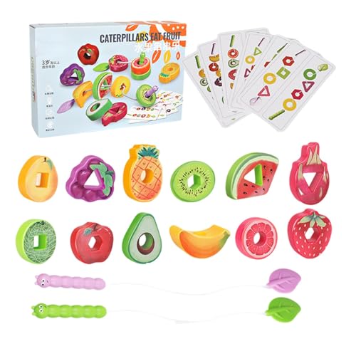 Threading Toy, String Toy, String Lacing Beads Toys, Educational Monttessori Toys, Beads Threading Game, Fruit-Themed Educational Toy Shape Matching Threading and Lacing Activities for 2-5 Year Old von Sulxyi