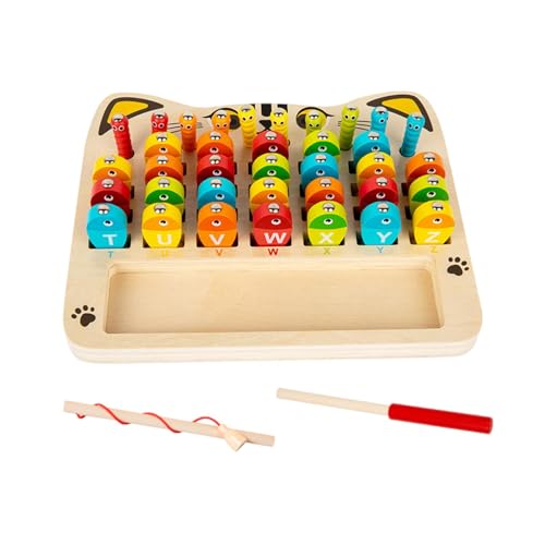 Wooden Fishing Game Toy, Magnetic Fishing Game, Alphabet Fish Catching, Catching Counting Games, Magnetic Kids Fishing, Educational Alphabet and Number Recognition for Boy Girl 2 3 4 5 Year Old von Sulxyi