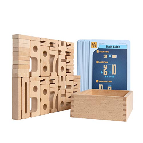 SumBlox Mini (Starter Set) - Set of 38 Mini STEM Solid Wood Educational Numbers, Including Wooden Box and Pack of 36 Activity Cards (Italian) von SumBlox