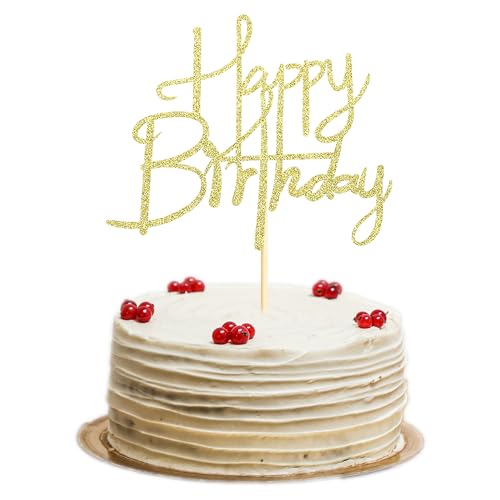 Sumerk 1 Stück Happy Birthday Cake Topper Geburtstag TortendekoHappy Birthday Tortendeko Birthday Cake Decoration Geburtstag Junge Frau Gold von Sumerk