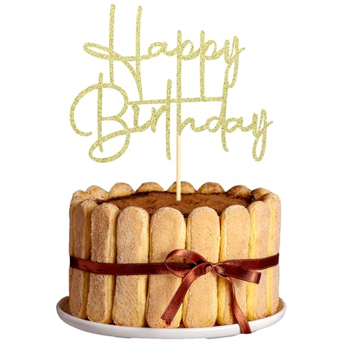 Sumerk 1 Stück Happy Birthday Cake Topper Happy Birthday Cake Decoration Birthday Tortendeko Geburtstag Deko Junge Frau Tortendeko Geburtstag mann Gold von Sumerk