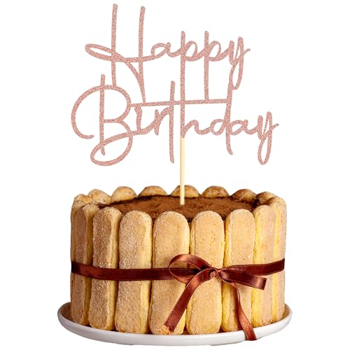 Sumerk 1 Stück Happy Birthday Cake Topper Happy Birthday Cake Decoration Birthday Tortendeko Geburtstag Deko Junge Frau Tortendeko Geburtstag mann Rose Gold von Sumerk