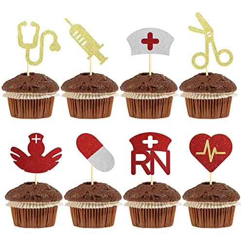 Sumerk Krankenschwester alles Gute zum Geburtstag Cupcake Toppers Glitter medizinische Krankenschwester Thema Cupcake Dekorationen RN Geburtstag Party Supplies - Packung mit 28 Sumerk Krankenschwester alles Gute zum Geburtstag Cupcake Toppers Glitter medizinische Krankenschwester Thema Cupcake Dekorationen RN Geburtstag Party Supplies - Packung mit 28 von Sumerk