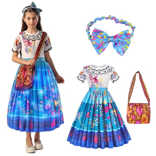 Sumickx Blume Prinzessin Kleid Kostüm mit Lichter für Mädchen Halloween Weihnachten Geburtstag Cosplay Outfits (Blume, 7-9 Jahre) von Sumickx