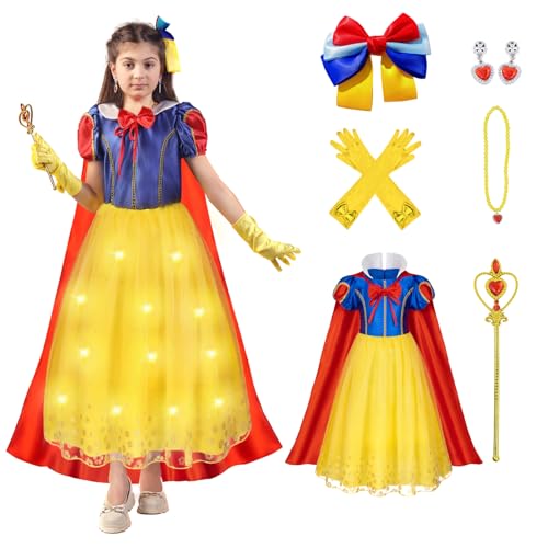 Sumickx EKGNU Lila Prinzessin Kleid Kostüm mit Lichter für Mädchen Halloween Weihnachten Geburtstag Cosplay Outfits (Lila, 3-4 Jahre) von Sumickx