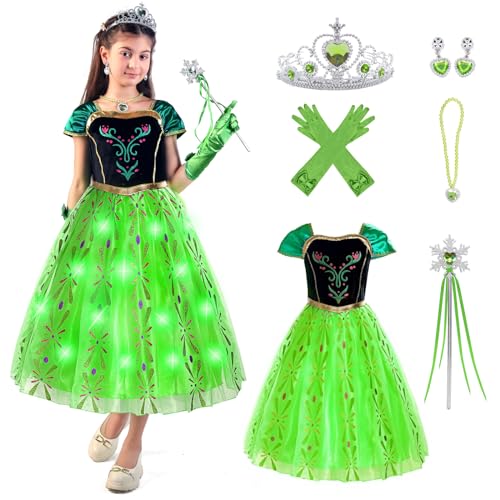 Sumickx EKGNU Lila Prinzessin Kleid Kostüm mit Lichter für Mädchen Halloween Weihnachten Geburtstag Cosplay Outfits (Lila, 3-4 Jahre) von Sumickx