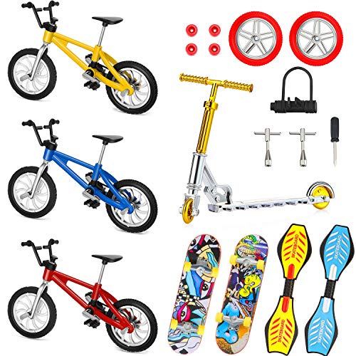 18 Stück Mini Finger Spielzeug Set Hand Skateboard Finger Skateboards für Kinder Finger Fahrräder Roller Winzige Schaukel Board Fingerspitze Bewegung Party Ersatzräder und Werkzeug von Sumind