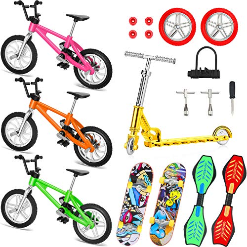 18 Stücke Mini Fingerspielzeug Set Finger Skateboards Finger Fahrrad Roller Winziges Schaukelbrett Fingerspitzen Bewegung Party Bevorzugt Ersatzräder und Werkzeuge von Sumind