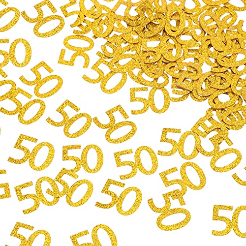 200 Stück Konfetti zum 50. Geburtstag 50 Zahl Gold Konfetti 50 Jubiläum Konfetti Glitzer Gold Zahl 50 Tischkonfetti für Geburtstag Jubiläum Party Supplies von Sumind