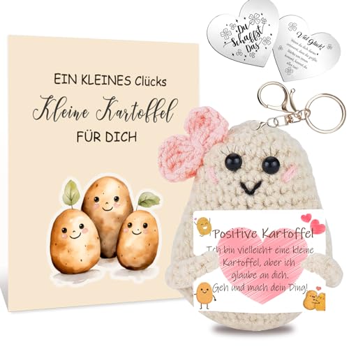 Sumtoco Glücksbringer Geschenke Für Frauen, Positive Kartoffel, Pocket Hug Kreative Strickwolle Puppe Mit Umarmung Glücksbringer, Einschulung geschenk, Schulkind Geschenk, Abschiedsgeschenk Kollegen von Sumtoco