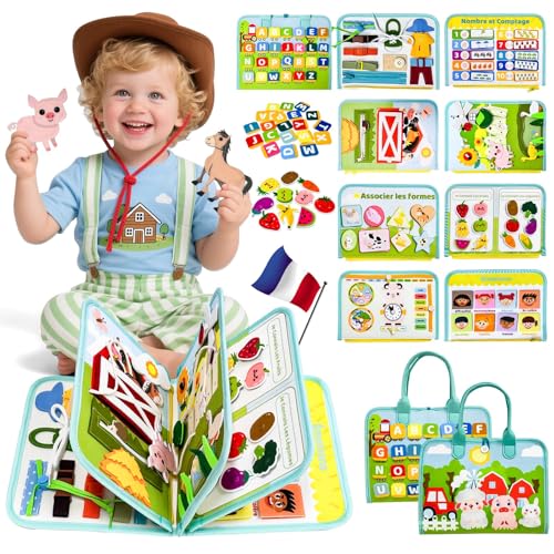 Busy Board Französisch, Quiet Book Mit Bauernhof Thema, Reisespiele Kinder Ab 3, Sensorik Spielzeug, Geschenk Spielzeug Mädchen Junge Busy Board Französisch, Quiet Book Mit Bauernhof Thema, Reisespiele Kinder Ab 3, Sensorik Spielzeug, Geschenk Spielzeug Mädchen Junge von Sumtoco