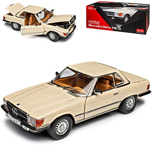 Sun Star Mercedes-Benz 350SL R107 Ivory Beige Cabrio mit Hard Top 1971-1989 1/18 Modell Auto von Sun Star