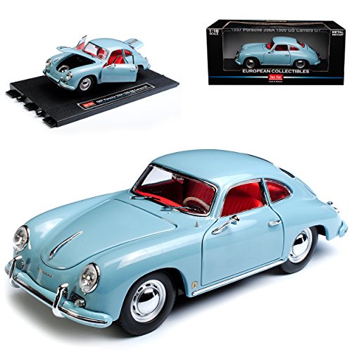 Sun Star Porsche 356A 1500 GS Carrera GT Coupe Grau Blau 1955-1959 1/18 Modell Auto mit individiuellem Wunschkennzeichen von Sun Star