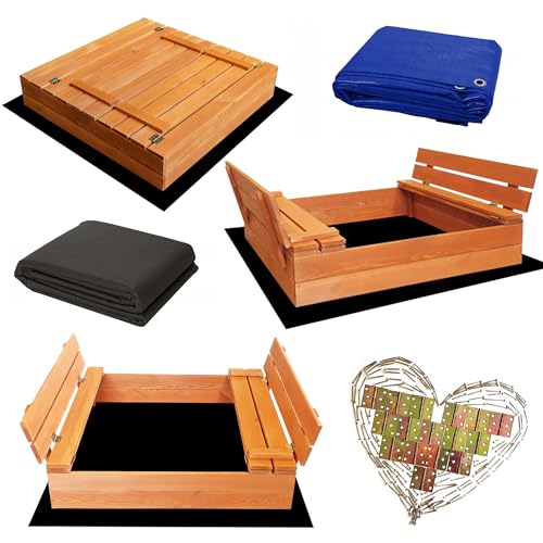 SunWood Sandkasten 100x100 cm Imprägniert Premium Sandbox mit Abdeckung Sitzbänken Deckel Plane Sandkiste Holz Kiefer Sandkastenvlies Amber-Imprägniert SunWood Sandkasten 100x100 cm Imprägniert Premium Sandbox mit Abdeckung Sitzbänken Deckel Plane Sandkiste Holz Kiefer Sandkastenvlies Amber-Imprägniert von SunWood