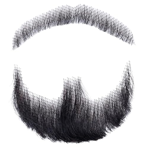 Falscher Bart aus menschlichem Haar realistischer Bart falscher Schnurrbart unsichtbarer falscher Gesichtshaar-Kostümbart Spitzenbart für Männer die sich für Halloween-Cosplay-Kostümpartys verkleiden von SunaOmni