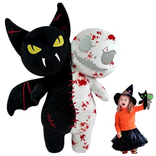 Halloween-Plüsch, 9,8 Zoll, leuchtender Fledermausgeister-Plüsch, weicher Plüsch, Halloween-Stofftier, lustige Horror-Puppen für Kinder und Erwachsene, Party-Geschenke, Geister-Plüsch, Skelett-Plüsch, von SunaOmni