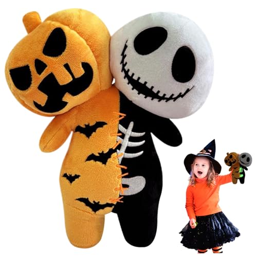 Halloween-Plüsch, 9,8 Zoll, leuchtender Totenkopf-Kürbis-Plüsch, weiches Plüsch-Halloween-Stofftier, lustige Horror-Puppen für Kinder und Erwachsene, Party-Geschenke, Geister-Plüsch-Skelett-Plüsch-Kür von SunaOmni