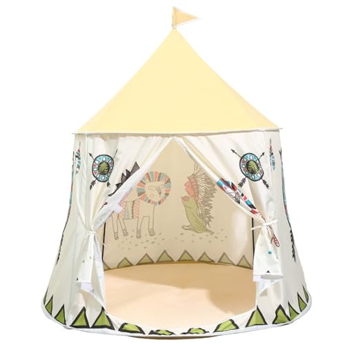 Kinderzelt Indoor, 45, 7 x 48, 4 Zoll Kinderspielzelt mit weichem Kissen, abnehmbares, faltbares Kindertipi mit Aufbewahrungstasche Spielzelt Kinderzelt Indoor Kinderspielzelt von SunaOmni