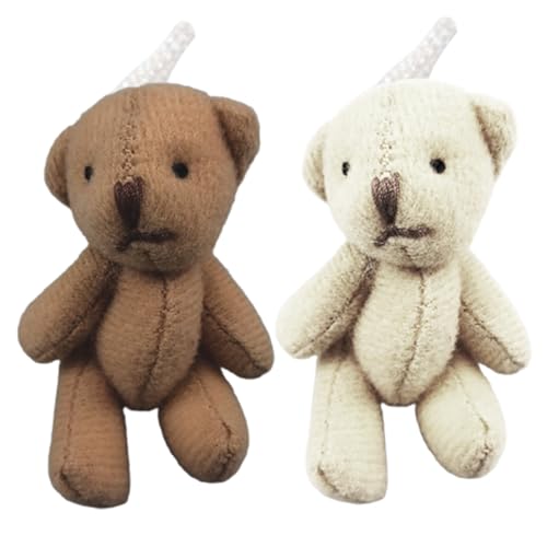 Pocket Bear, 2 StüCk, Niedliche Kleine BäRen Im MaßStab 1:12, PP-Baumwolle, GefüLlte Kleine BäRen Mit HäNgendem Seil, Mini-BäRenspielzeug FüR Puppenhaus-ZubehöR, DIY-Weihnachtsdekorationen, Party-Gesc von SunaOmni