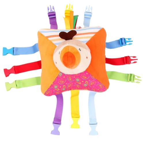 Reisespielzeug für Kleinkinder mit 6 Schnallenpaaren, Plüsch-Lernspielzeug mit Vogelmuster und geometrischer Figur auf der Rückseite und eingebauter Tasche. Klingende Kleinkindergeschenke für die Reisespielzeug für Kleinkinder mit 6 Schnallenpaaren, Plüsch-Lernspielzeug mit Vogelmuster und geometrischer Figur auf der Rückseite und eingebauter Tasche. Klingende Kleinkindergeschenke für die von SunaOmni
