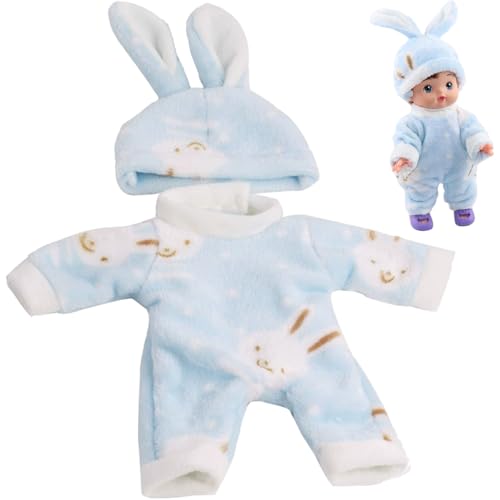 SunaOmni 12 Zoll Puppenkleidung, weicher Plüsch-Overall mit Hasenmütze, Babypuppen-Kleidungsset, Babypuppen-Zubehör, Puppenkleidung für 12 Zoll Puppen, Zubehör von SunaOmni