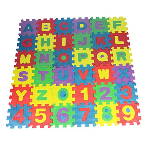 Zahlen-Alphabet-Schaumstoff-Baby-Schaumstoff-Spielmatte, Weicher EVA-Schaumstoff, Bunte Bodenmatte, Lernspielzeug, Geschenk, Jede Fliese 4,7 X 4,7 Zoll, Schaumstoff-Puzzlematte, Schaumstoff-Puzzle-Bod von SunaOmni