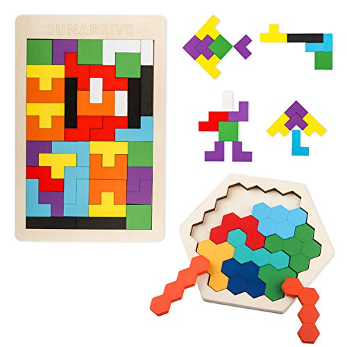Sunarrive Hexagon Holzpuzzle für Kinder - Denkspiele - Holz Logikspiele Tangram Puzzle - Iq Spiele - Montessori Spielzeug ab 5 Jahre - Konzentrationsspiele Geschicklichkeitsspiel Legespiel Sunarrive Hexagon Holzpuzzle für Kinder - Denkspiele - Holz Logikspiele Tangram Puzzle - Iq Spiele - Montessori Spielzeug ab 5 Jahre - Konzentrationsspiele Geschicklichkeitsspiel Legespiel von Sunarrive