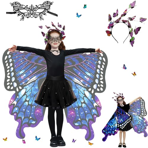 Sundonix Fasching Schmetterling Umhang für kinder - Farbenfrohes Karneval Kostüm kinder, Ideal für Karneval, Fasching und Cosplay (Polyester, Einfachseitige Druck, So lila) von Sundonix