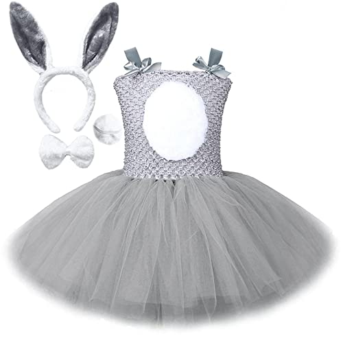 Sunfashion Baby Body Langarm Babybody Hosenkette Baby Mädchen Frühling Sommer Floral Biene Kostüm Kostüme Osterhase Karneval Kostüm Zubehör Set Tutu Prinzessin Kleid Schwarze Mädchen (Grey 1-2 Years von Sunfashion