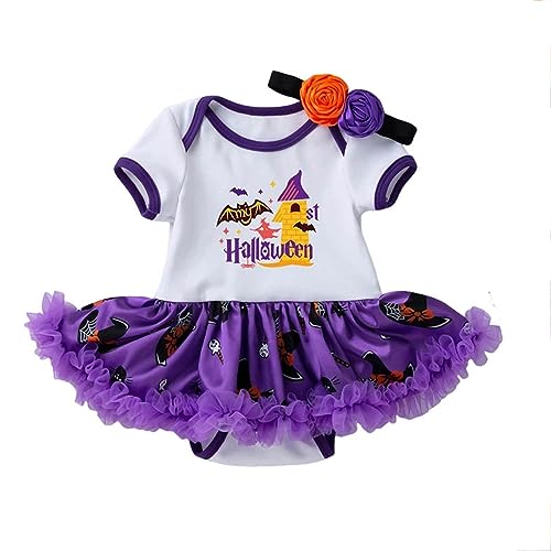 Sunfashion Baby Girl Mein 5. Halloween Kürbis Hosenträger Rock Outfits Strampler Stirnband Kleidung Set von Sunfashion