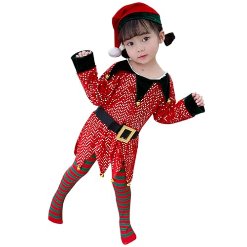 Sunfashion Baby Jungen Und Mädchen Weihnachtskostüme,Kleinkind Kinderkostüm Santa Weihnachtsmann Strampler Mit Mütze,Weihnachten Dress Up Elf Kostüm Größe 0-24 Monate von Sunfashion