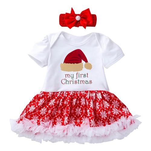 Sunfashion Baby Klamotten Für Mädchen Weihnachten,Kleidung Weihnachten Mädchen Weihnachtsmannkostüm Verkleidung Neugeborenes Baby Mädchen Weihnachten Strampler Weihnachtsoutfit Kleid Festlich Mädchen von Sunfashion