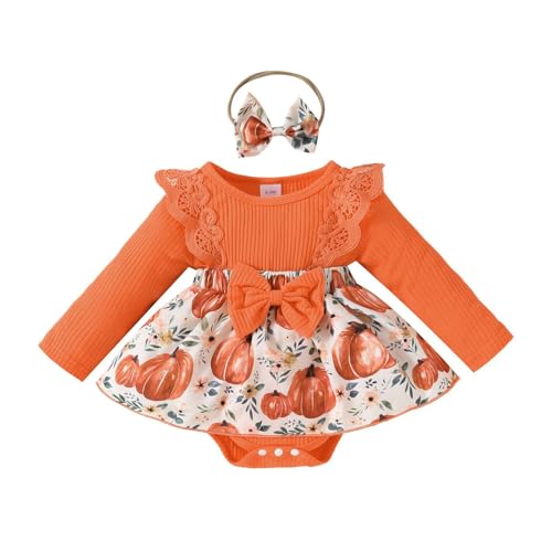 Sunfashion Baby Mädchen Kürbis Skelett Tutu Kleid Baby Mädchen Mein 2. Halloween Kostüm Outfit von Sunfashion