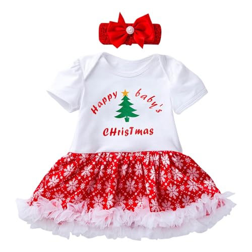 Sunfashion Baby Weihnachten Outfit,Weihnachtspullover Mädchen Festliches Rotes Filz Weihnachtsmann Kostüm Set Strampler Und Mützen Für Säuglinge Und Kleinkinder Weihnachtsoutfit Kleid Einschulung Mäd von Sunfashion