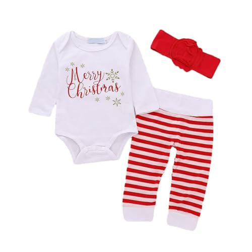 Sunfashion Erste Weihnachten,Jungen Mädchen Langarm Weihnachten Outfits Weihnachtsmannkostüm Verkleidung Lustige Strampler Baby Baby Weihnachtsoutfit Kleider Kinder Elfen Kleidung Langarm Und Hose von Sunfashion