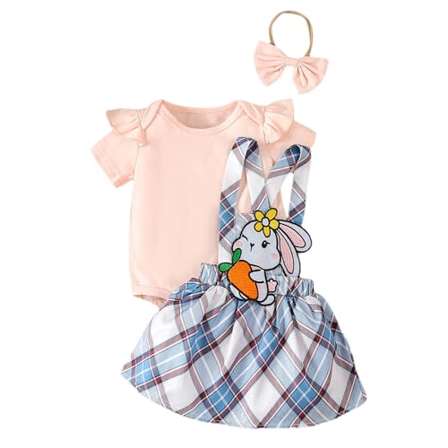 Sunfashion Geburtstagsdeko 1 Jahr Geschenk 1. Geburtstag Mädchen B Halloween Kostüm Kinder 86 Strampler Body Ostern Cartoon Kaninchen Gedruckt Röcke Outfits Baby Junge Set Kleidung (Red 12-18 Months von Sunfashion