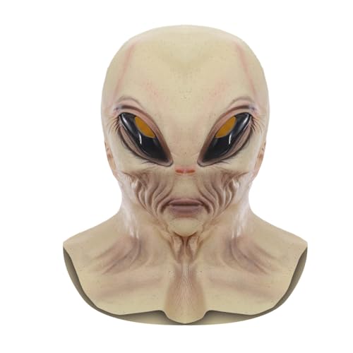 Sunfashion Halloween Alien Maske Kostüm Realistisch Funny Horror Maske Latexmasken 3D Cosplay Gruselige Kopfbedeckung Vollkopfmaske Lustige mit Roten Großen Augen Verkleidung Requisiten (Fleisch) von Sunfashion