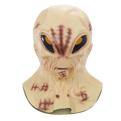 Sunfashion Halloween Alien Maske Kostüm Realistisch Funny Horror Maske Latexmasken 3D Cosplay Gruselige Kopfbedeckung Vollkopfmaske Lustige mit Roten Großen Augen Verkleidung Requisiten (Gemustert) von Sunfashion