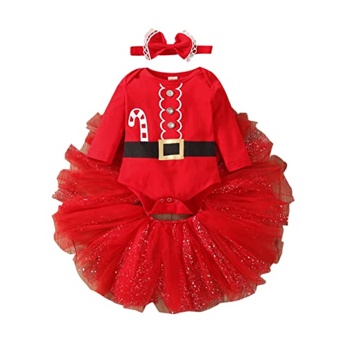 Sunfashion Jungen Mädchen Langarm Weihnachten Outfits,Jungen Mädchen Langarm Weihnachten Outfits Festliches Rotes Filz Weihnachtsmann Kostüm Set Baby Winter Strampler Weihnachtsoutfit Baby Junge Mädc von Sunfashion