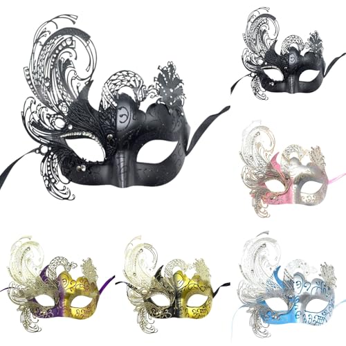 Sunfashion Karneval Accessoires Damen Augenmaske Schwarz Maske Maskenball Maske Kostüm Damen Maskerade Sein Venezianische Maske Damen Mit Federn Karneval Mottoparty Fasching Cosplay Maskenba von Sunfashion