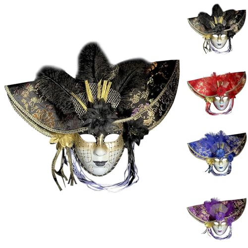 Sunfashion Karneval Costumemask Maske Fasching Venedig Maskenball Kleid Und Kostüme Maske Kostüm Damen Maskerade Maske Damen Schwarz Venezianische Maske Faschingsball Paillettenfedermaske M von Sunfashion