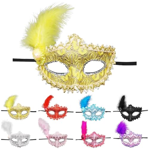 Sunfashion Karneval Damen Frauen Maske Ball Maskenball Maske Karneval Accessoires Damen Maskerade Maske Damen Venezianische Faschingsball Paillettenfedermaske Anonymous Maske Masquerade Venezianische von Sunfashion