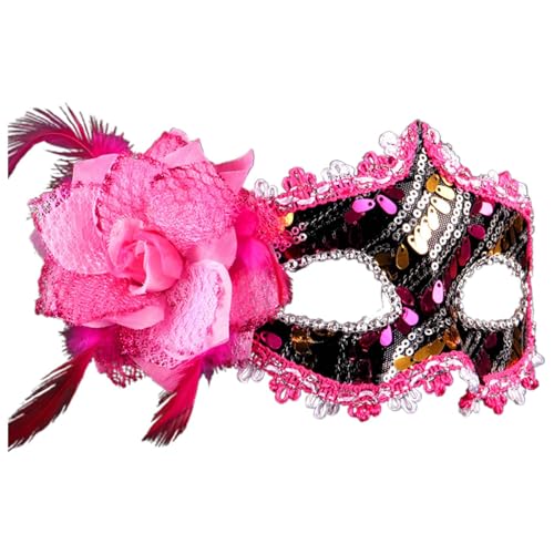 Sunfashion Karneval Damen Maske Spitze Damen Maske Für Maskenball Damen Maskenball Mit Federmaske Masquerade Mask Men Venezianische Narrmaske Partymaske Maske Kostüm Opera Themed Half Face Masquerade von Sunfashion