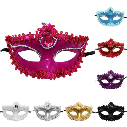 Sunfashion Karneval Masken Maskenball Maske Maskenball Deko Damen Spitze Maske Damen Maskerade Maske Venezianische Masken Weiß Faschingsmasken Venedig Maske Opera Themed Half Face Masquerade Accessor von Sunfashion