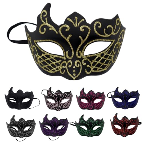 Sunfashion Karneval Mazke Maske Ball Maskenball Deko Damen Spitze Maske Maskerade Sein Venezianische Maske Faschingsball Paillettenfedermaske Schwarze Maske Masquerade Venezianischemasken Kostüm Fle von Sunfashion