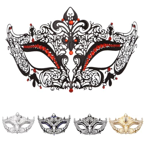 Sunfashion Maske Karneval Masken Damen Maskenball Mit Federmaske Batman Kostüm Damen Maskerade Maske Für Frauen Venezianische Masken Fasching Venezianische Maskerade Maske Für Paare Opera Themed Half von Sunfashion